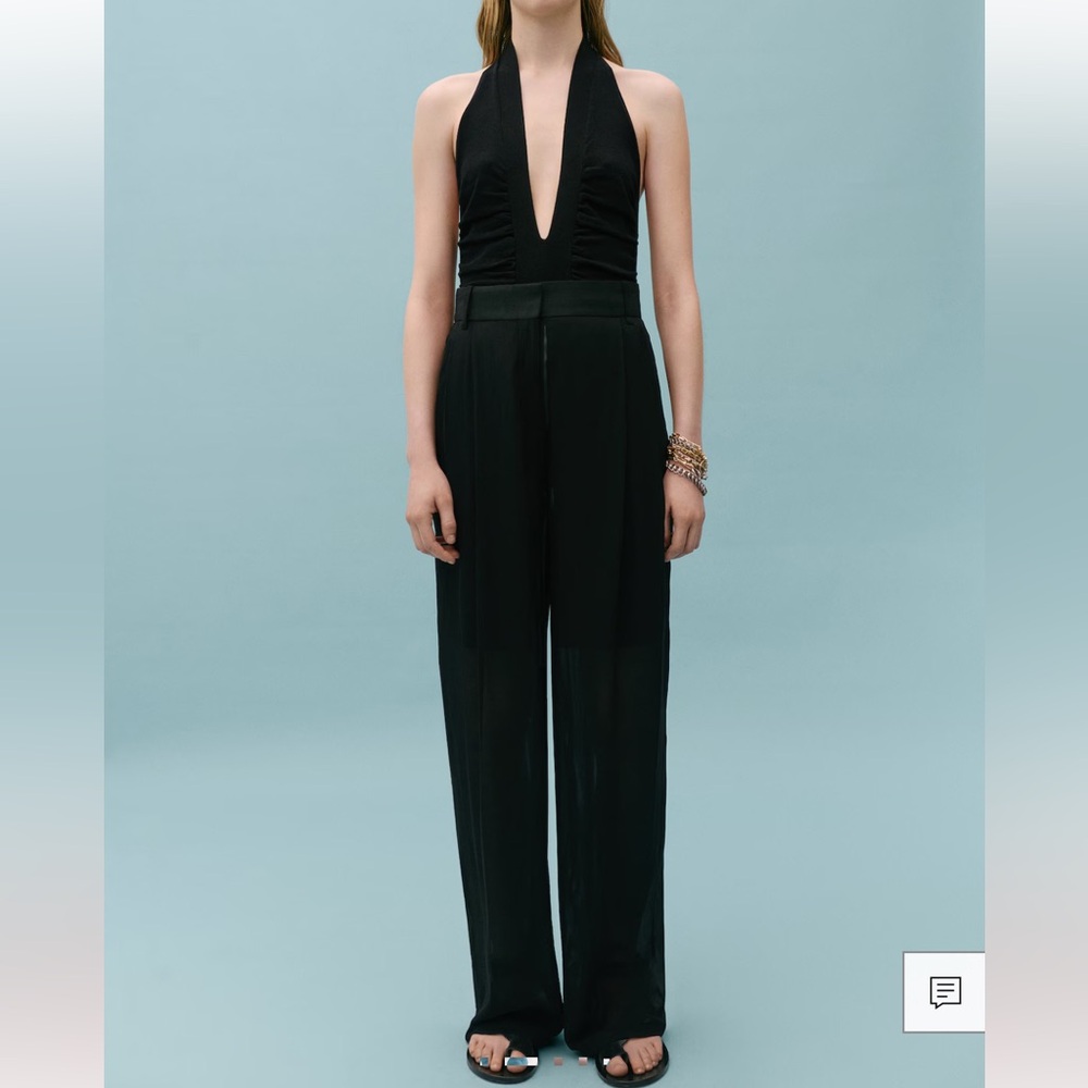 Victoria Beckham x mango Chic Black Halter Bodysuit